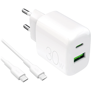 Puro Pro Lite Charger + USB-C cable, 30W, white - Power adapter PUTCUSBAC30WDYKCCWHI