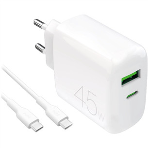 Puro Pro Lite Charger + USB-C cable, 45W, baltas - Įkroviklis