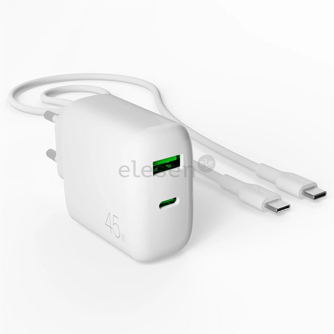 Puro Pro Lite Charger + USB-C cable, 45W, baltas - Įkroviklis