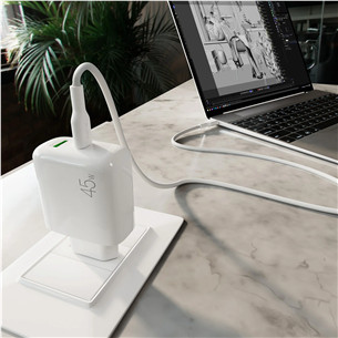 Puro Pro Lite Charger + USB-C cable, 45W, baltas - Įkroviklis