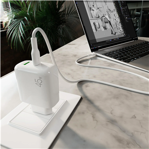 Puro Pro Lite Charger + кабель USB-C, 45 Вт, белый - Зарядное устройство