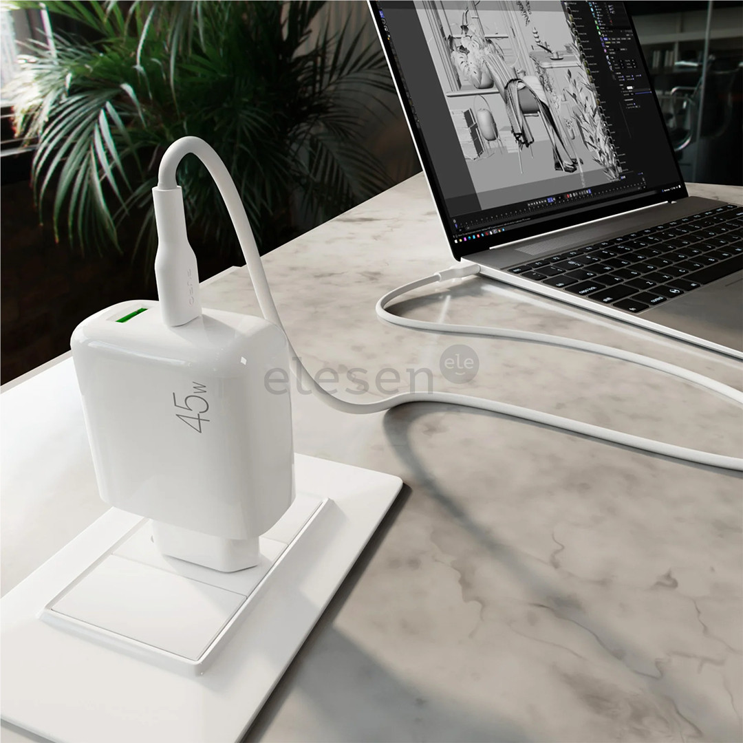 Puro Pro Lite Charger + USB-C cable, 45W, baltas - Įkroviklis