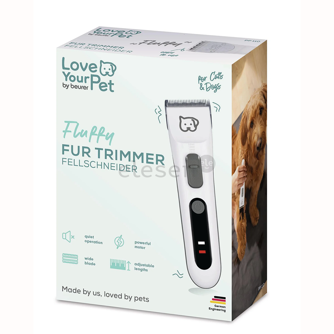 Beurer PP 110 „Fluffy“, balta - Gyvūnų plaukų kirpimo mašinėlė