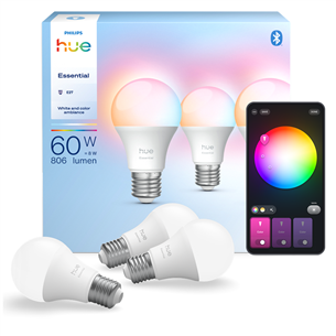 Philips Hue Essential A60, Full Color, E27, 3 pc, white - Smart light
