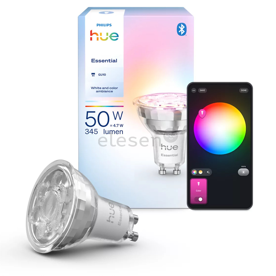Philips Hue Essential Spot, Full Color, GU10, white - Smart light