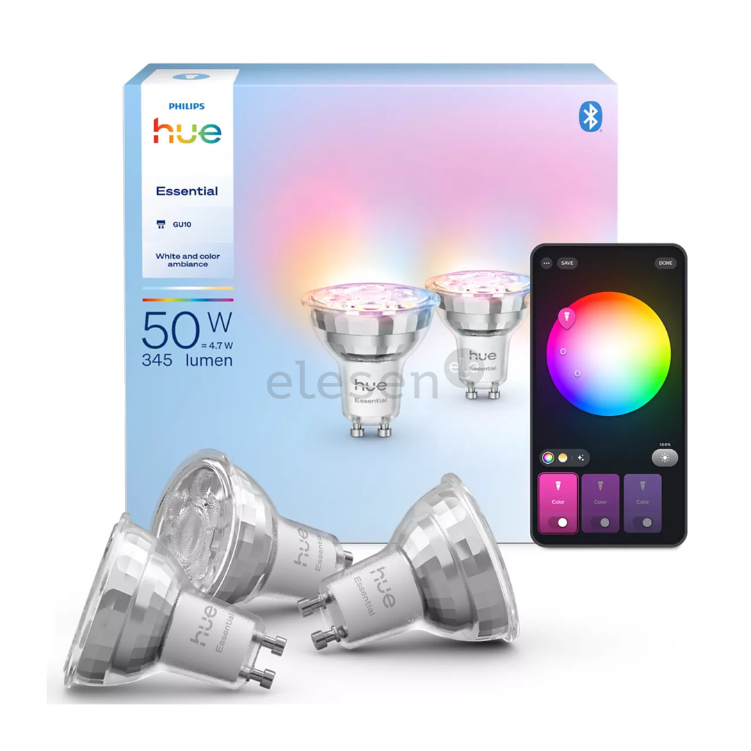Philips Hue Essential Spot, Full Color, GU10, 3 pc, white - Smart light