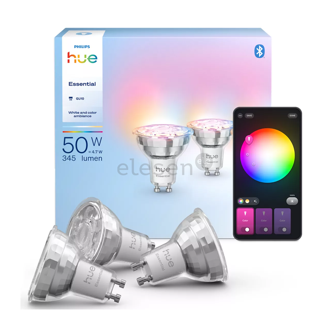 Philips Hue Essential Spot, Full Color, GU10, 3 pc, white - Smart light