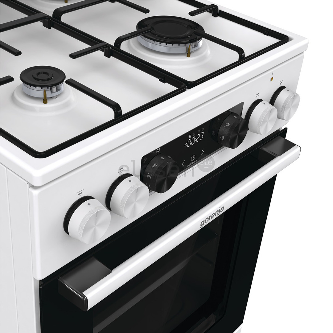 Gorenje, 62 л, ширина 50 см, белый - Газовая плита с электрической духовкой
