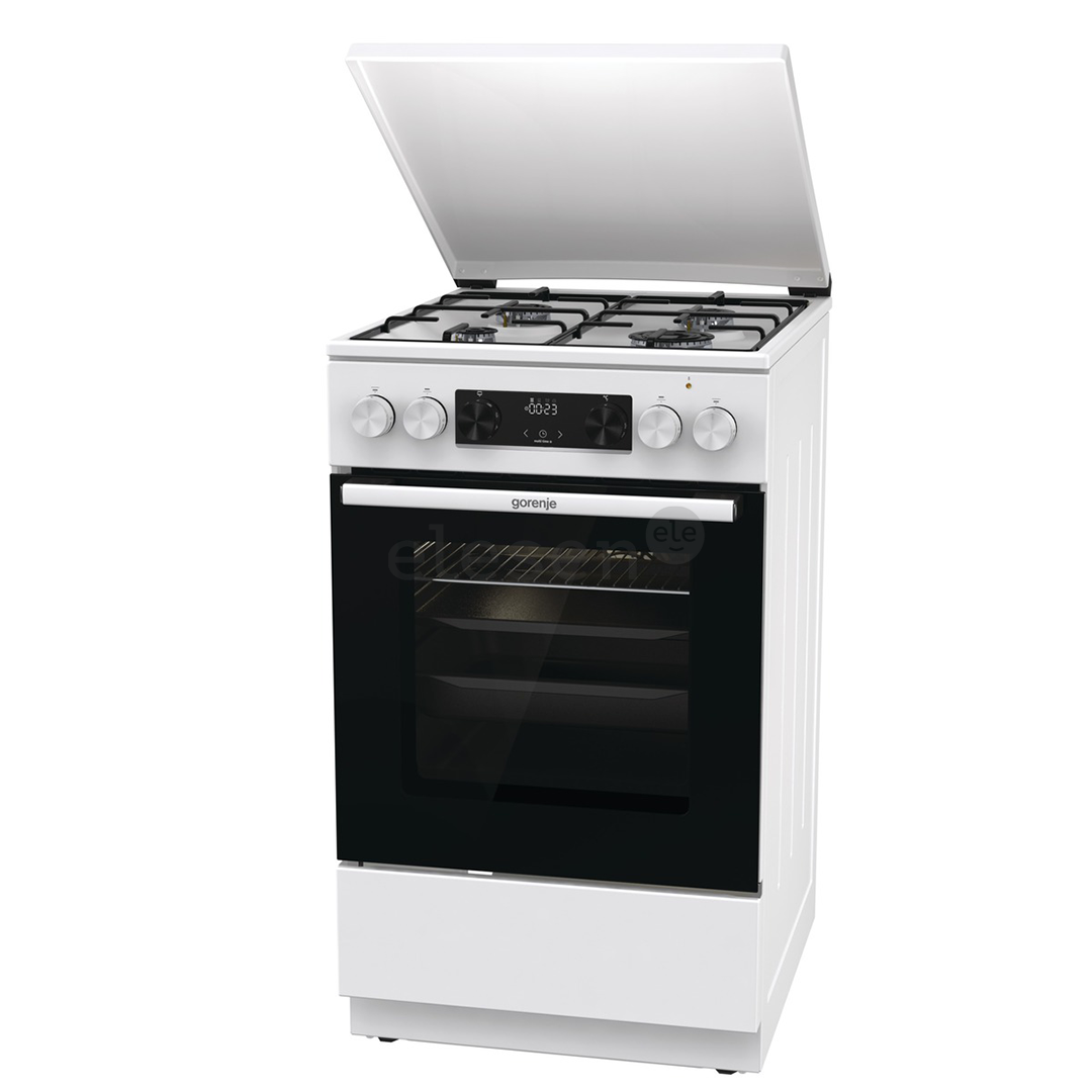 Gorenje, 62 L, plotis 50 cm, balta - Dujinė viryklė su elektrine orkaite