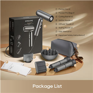 Dreame Pocket Pro, Space Grey, 1300 W - Hair dryer