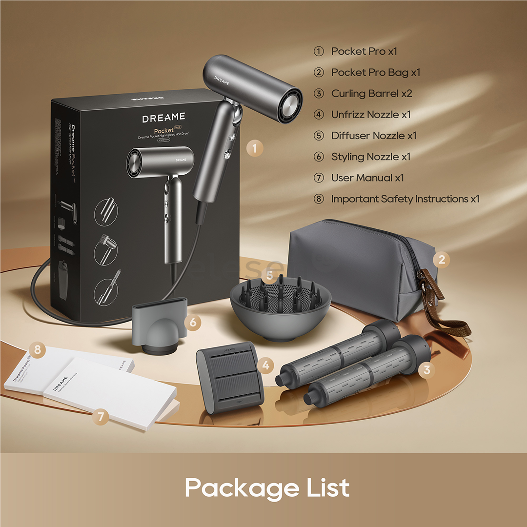 Dreame Pocket Pro, Space Grey, 1300 W - Hair dryer