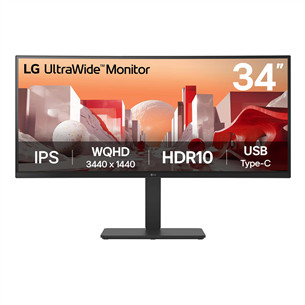 LG BA75QE UltraWide, 34'', WQHD, USB-C, изогнутый, черный - Монитор 34BA75QE-B