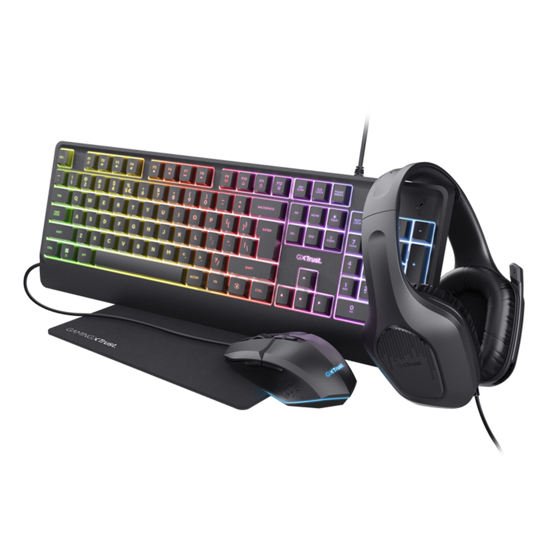 Trust GXT 792 Quadrox 4-in-1 Gaming Bundle, US, juodas - Komplektas
