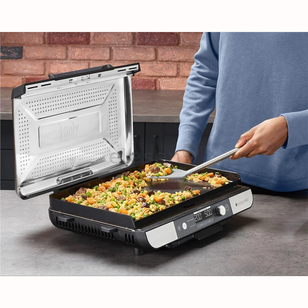 Ninja Sizzle Pro XL Grill & Flat Plate, silver/black - Indoor grill