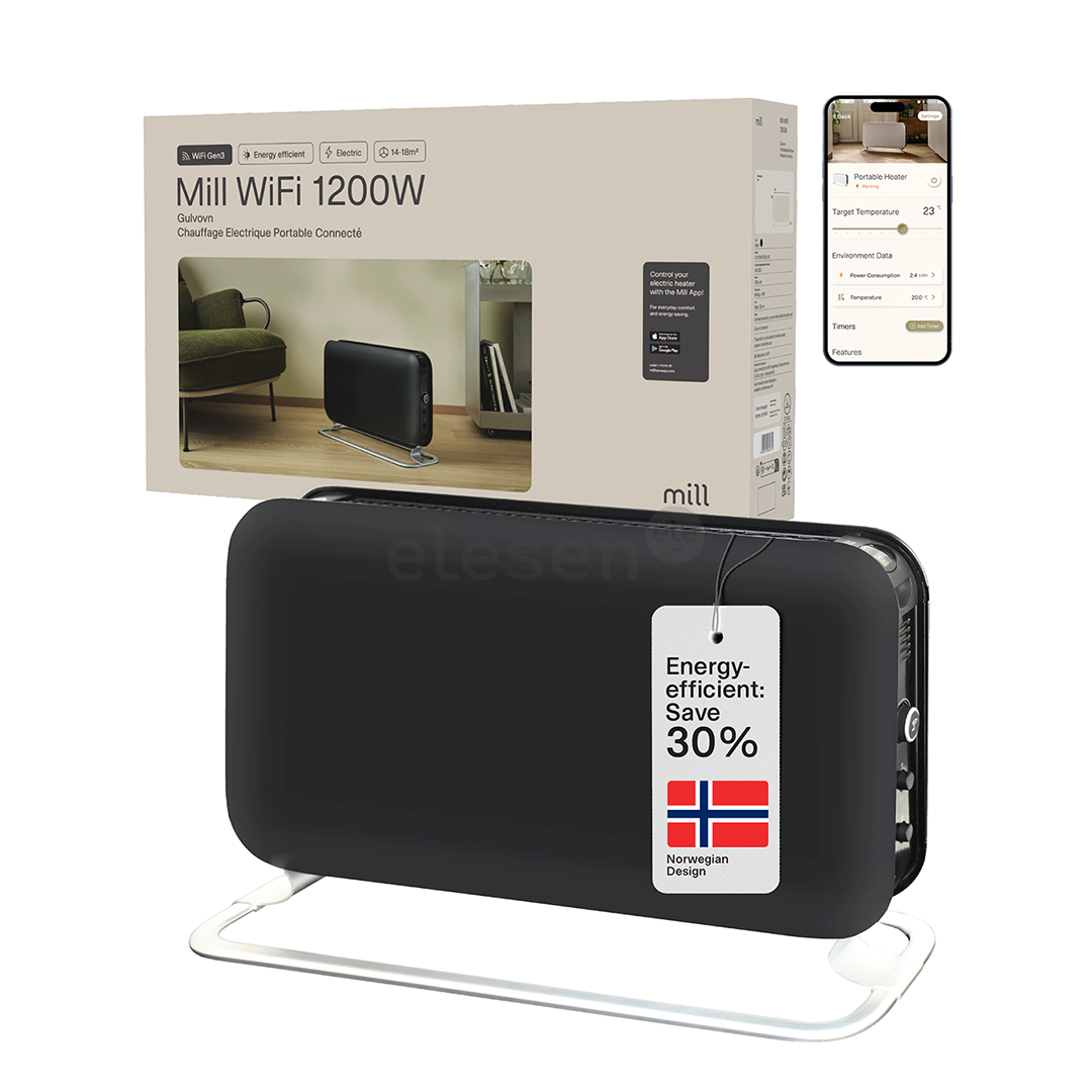 Mill, WiFi, 1200 Вт, черный - Конвектор