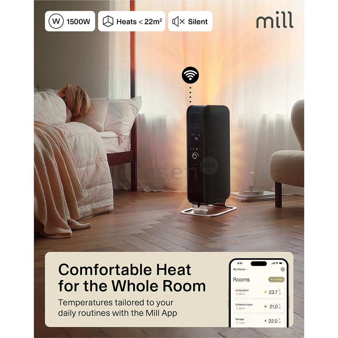 Mill Gentle Air WiFi, 1500 Вт, черный - Масляный радиатор