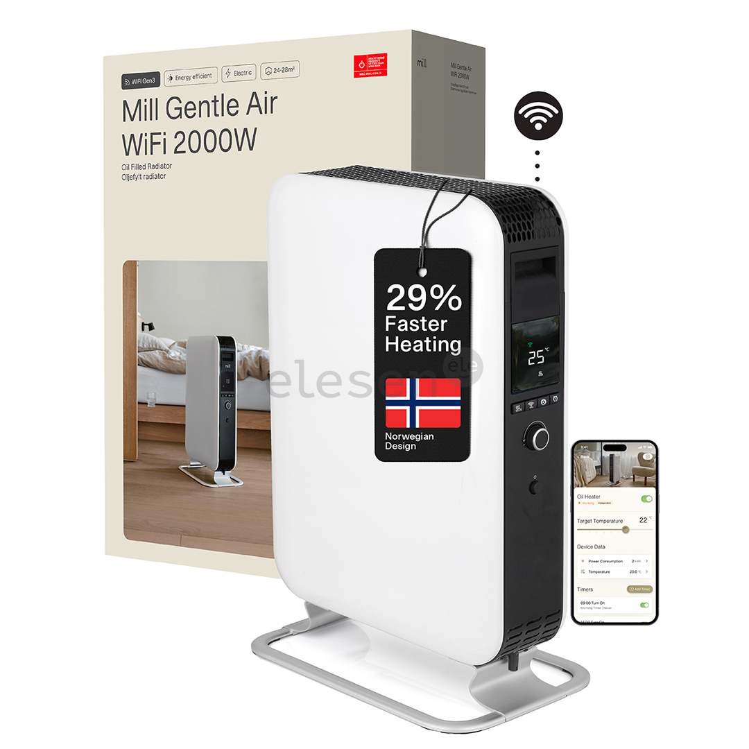Mill Gentle Air WiFi, 2000 Вт, белый - Масляный радиатор
