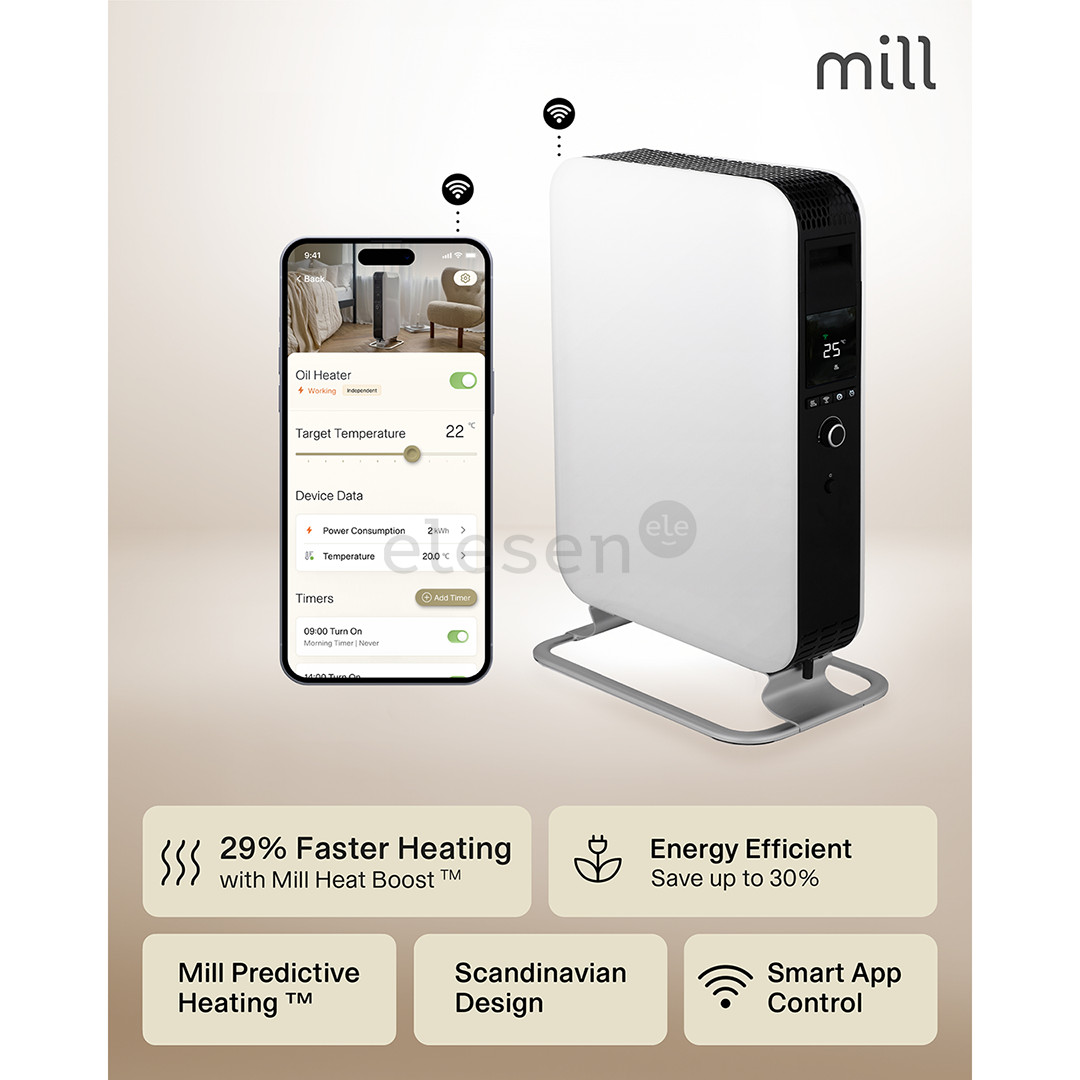 Mill Gentle Air WiFi, 2000 W, white - Oil filled radiator