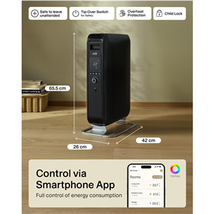 Mill Gentle Air WiFi, 2000 W, juodas - Tepalinis radiatorius