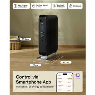 Mill Gentle Air WiFi, 2000 Вт, черный - Масляный радиатор