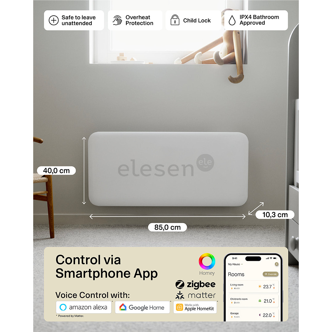 Mill Gen 4, Wi-Fi, 1500 W, baltas - Elektrinis radiatorius