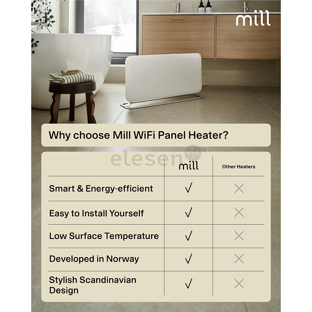 Mill Gen 4, Wi-Fi, 1500 W, baltas - Elektrinis radiatorius