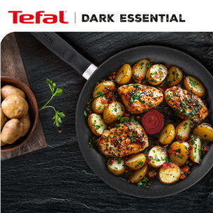 Tefal Dark Essential, 24/28 cm, juodas - Keptuvių rinkinys