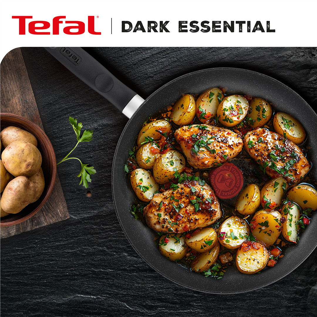 Tefal Dark Essential, 24/28 cm, black - Frypan set