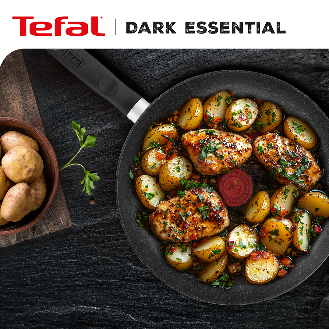 Tefal Dark Essential, 24/28 cm, juodas - Keptuvių rinkinys