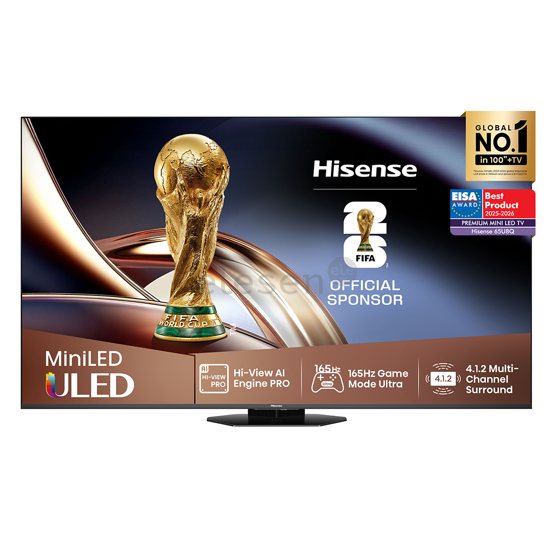 Hisense U8Q, 65'', 4K UHD, ULED, Mini LED, black - TV