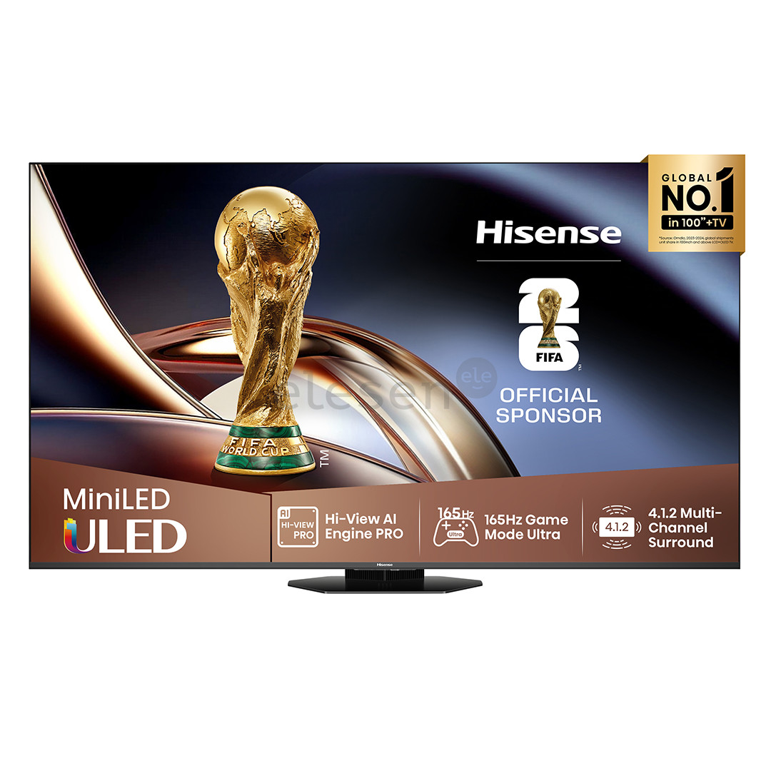 Hisense U8Q, 75'', 4K UHD, ULED, Mini LED, juodas - Televizorius
