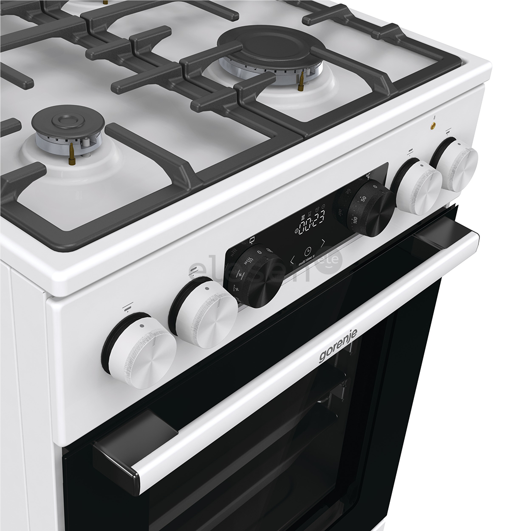 Gorenje, 70 L, width 50 cm, white - Gas cooker with electric oven