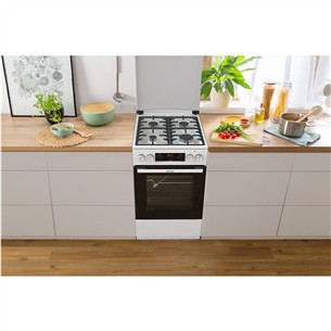 Gorenje, 70 L, width 50 cm, white - Gas cooker with electric oven
