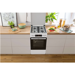 Gorenje, 70 L, width 50 cm, white - Gas cooker with electric oven
