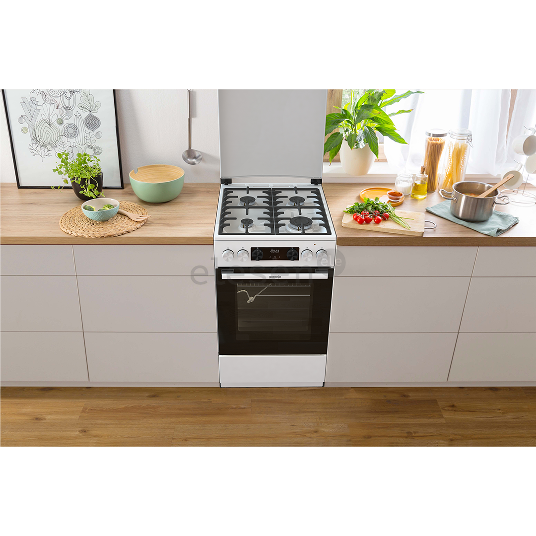 Gorenje, 70 L, width 50 cm, white - Gas cooker with electric oven