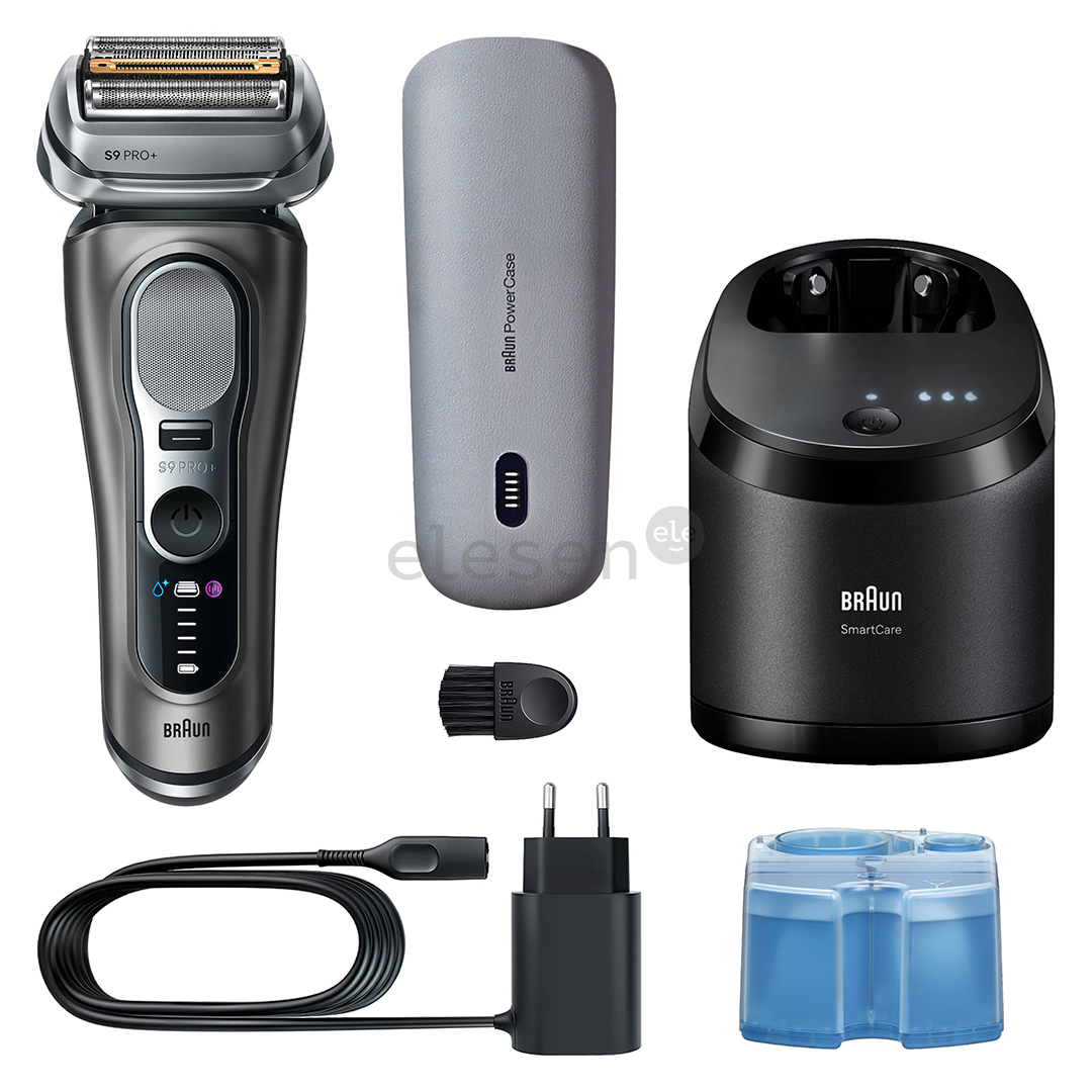Braun Series 9 Pro+ Wet & Dry, 6 viename, SmartCare centras ir PowerCase, tamsiai pilkas - Skustuvas