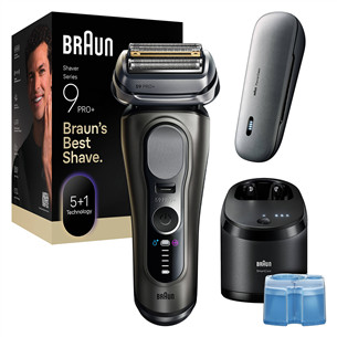 Braun Series 9 Pro+ Wet & Dry, 6 viename, SmartCare centras ir PowerCase, tamsiai pilkas - Skustuvas