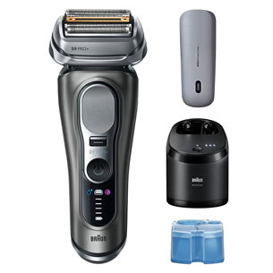 Braun Series 9 Pro+ Wet & Dry, 6 viename, SmartCare centras ir PowerCase, tamsiai pilkas - Skustuvas