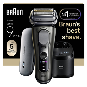 Braun Series 9 Pro+ Wet & Dry, 6 viename, SmartCare centras ir PowerCase, tamsiai pilkas - Skustuvas