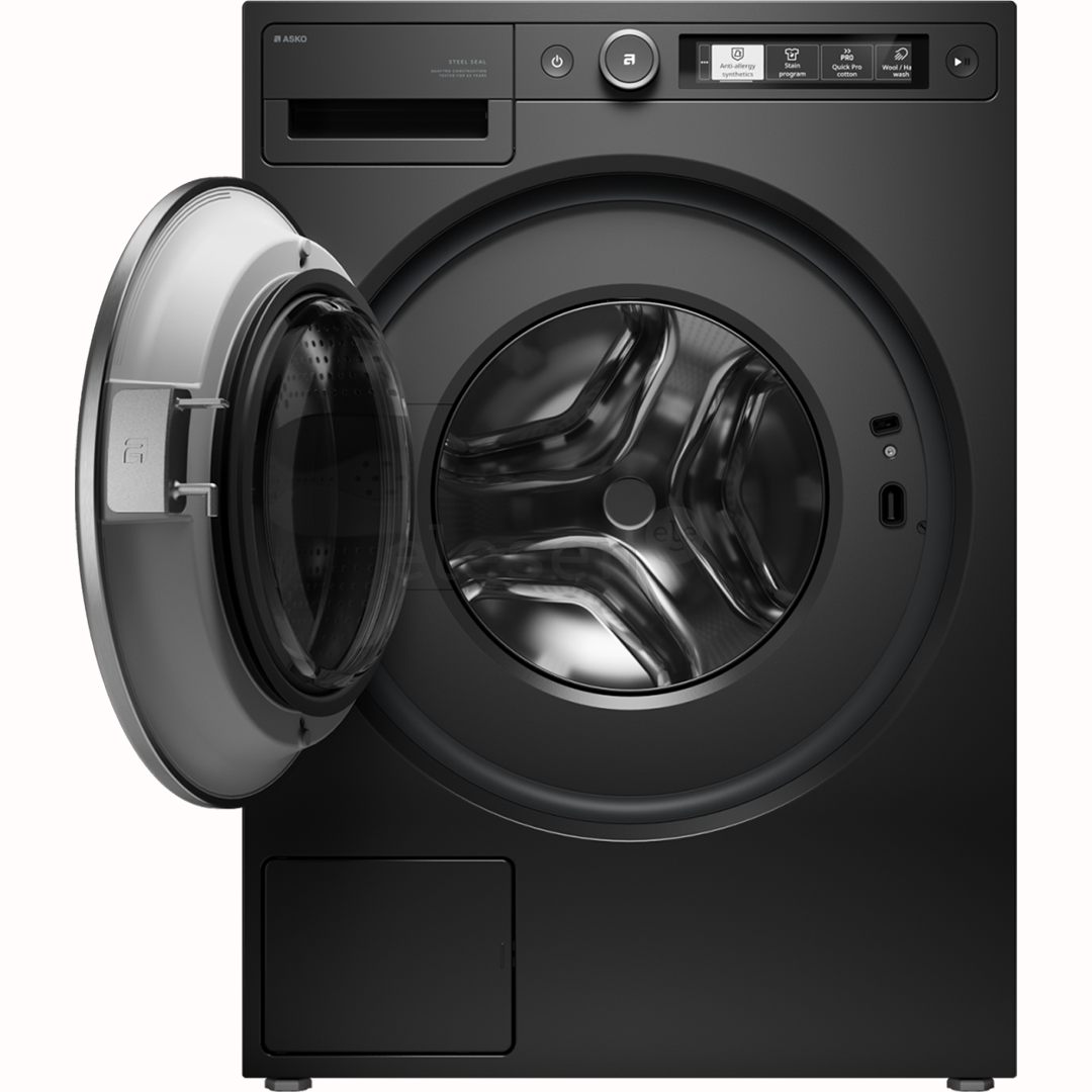 Asko Steel Seal, 9 kg, gylis 57,2 cm, 1600 aps./min., juoda - Skalbimo mašina