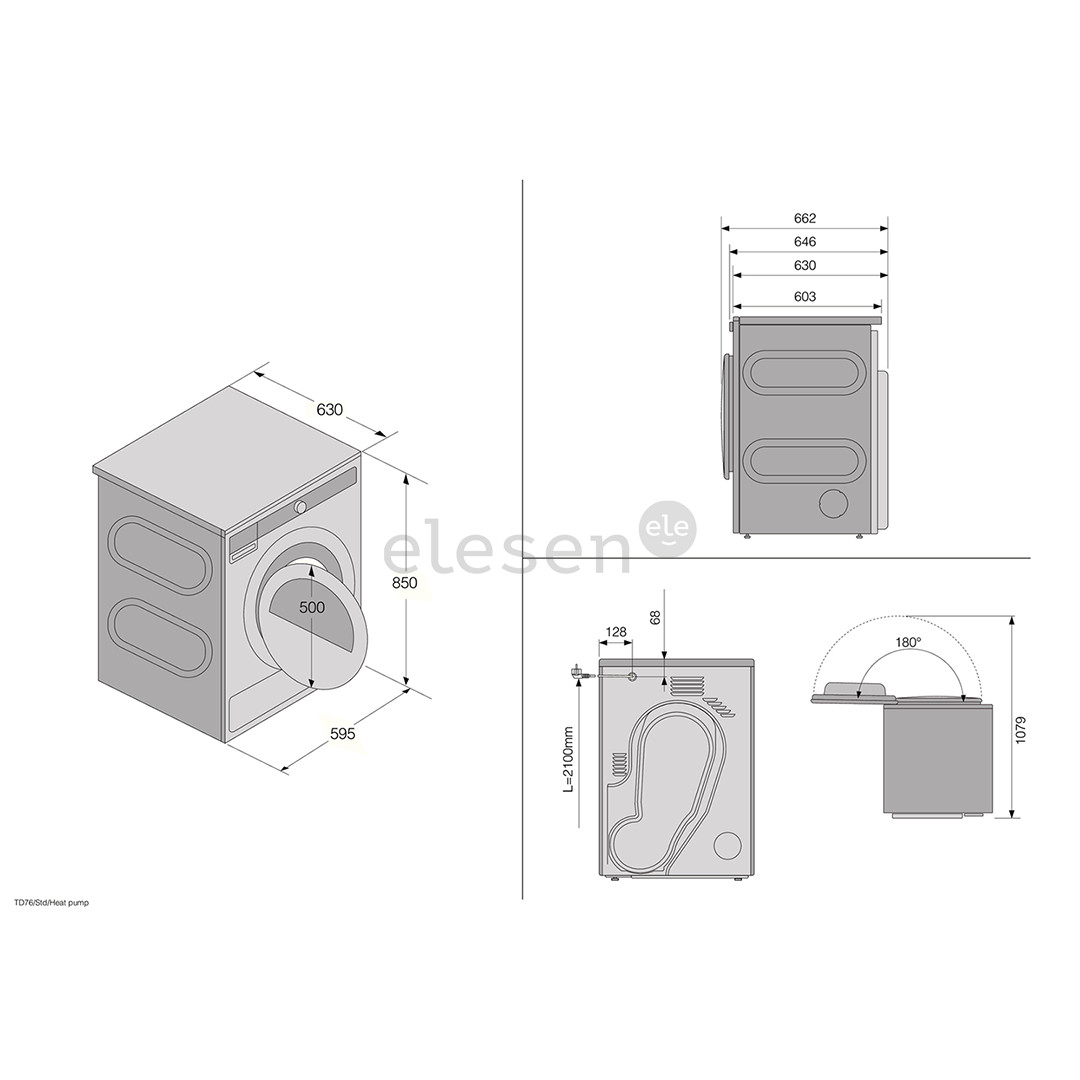 Asko, 9 kg, gylis 63 cm - Džiovyklė