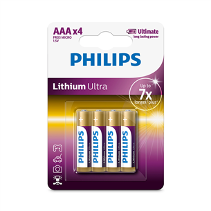 Philips Lithium Ultra, AAA, 4 vnt. - Elementai FR03LB4A/10