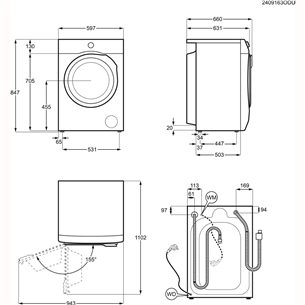 Electrolux 700 Series SteamCare, 9 kg, gylis 63,1 cm, 1600 aps./min. - Skalbimo mašina