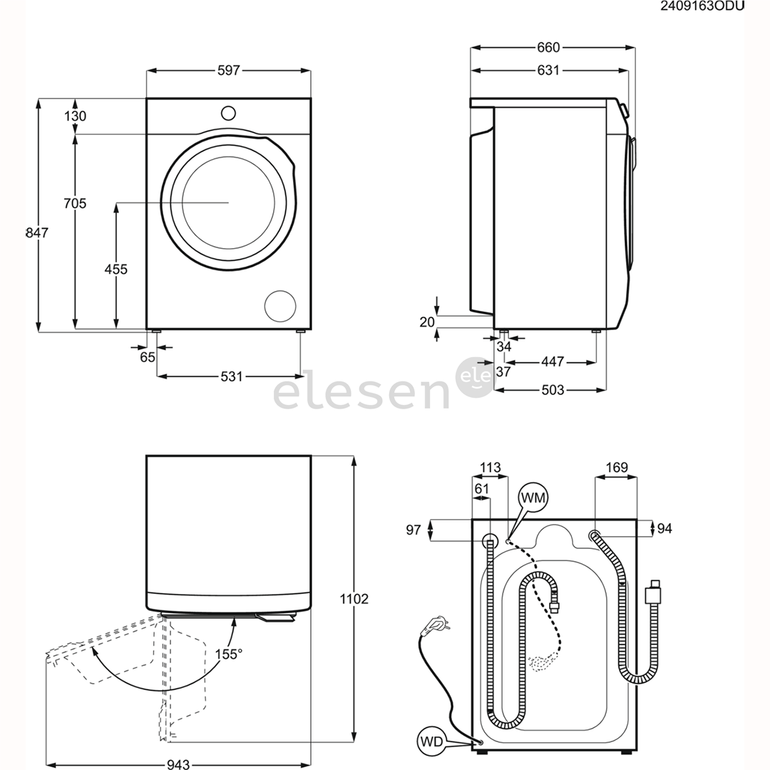 Electrolux 700 Series SteamCare, 9 kg, gylis 63,1 cm, 1600 aps./min. - Skalbimo mašina