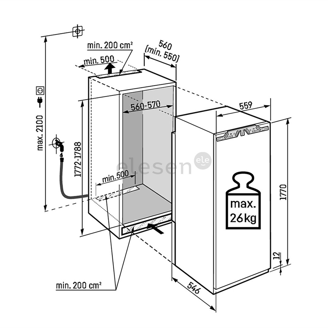 Liebherr Peak NoFrost, 213 L, height 177 cm - Built-in freezer