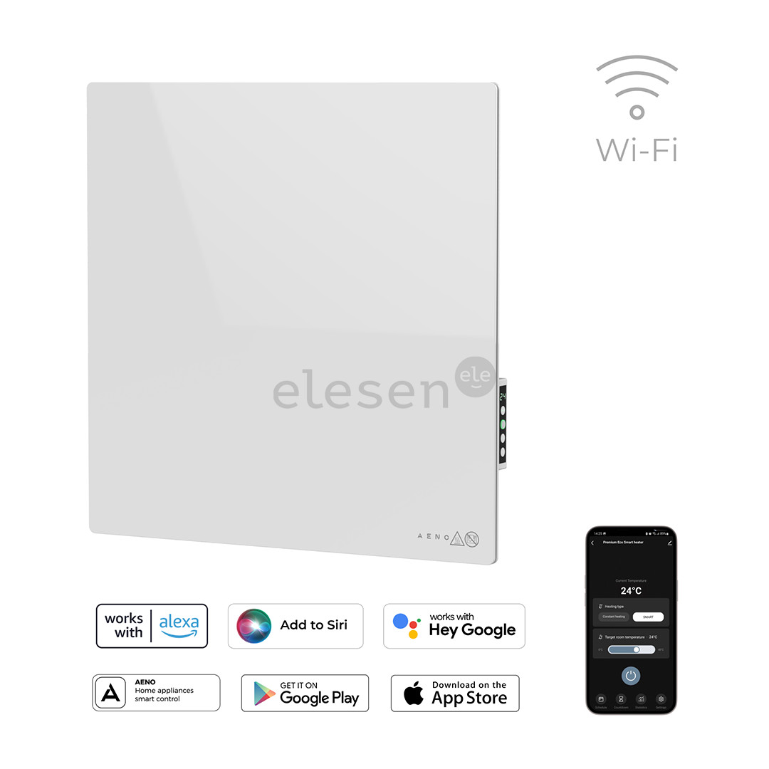 Aeno Premium Eco Smart Quadro, 500 W, baltas - Sieninis šildytuvas