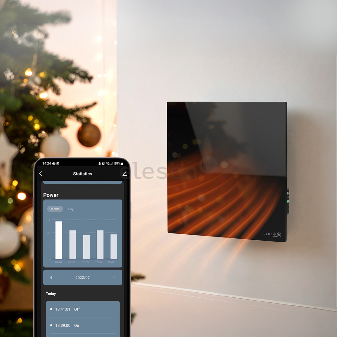 Aeno Premium Eco Smart Quadro, 500 Вт, черный - Настенный обогреватель