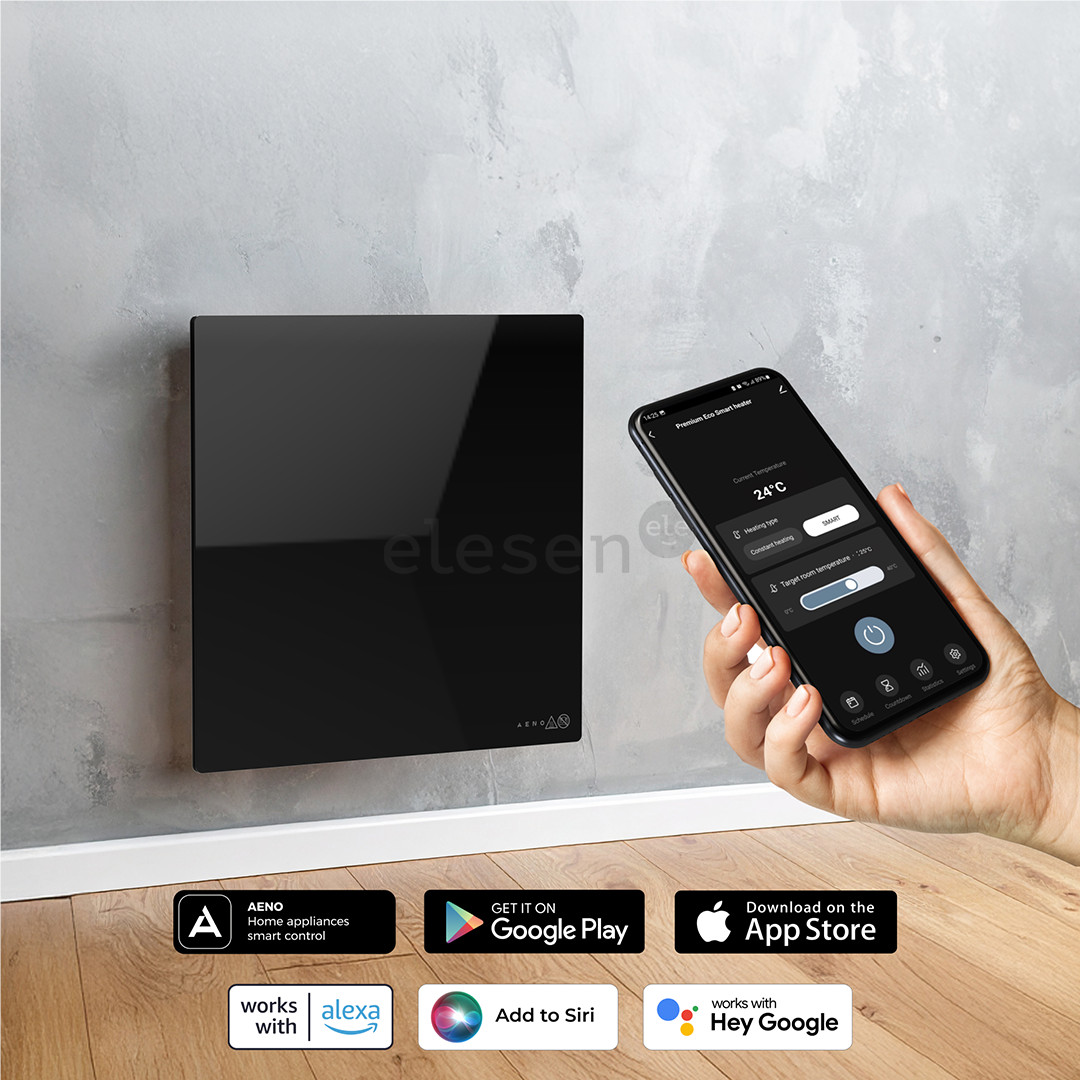 Aeno Premium Eco Smart Quadro, 500 W, juodas - Sieninis šildytuvas