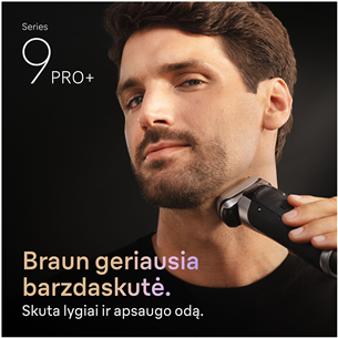 Braun Series 9 Pro+ Wet & Dry, 6 viename, SmartCare centras ir PowerCase, tamsiai pilkas - Skustuvas
