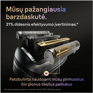 Braun Series 9 Pro+ Wet & Dry, 6 viename, SmartCare centras ir PowerCase, tamsiai pilkas - Skustuvas